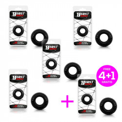Pack 41 Anillo para el Pene Striped Super Flexible Resistente 19 cm Negro