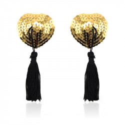 Pezonera de Corazon con Lentejuelas Doradas