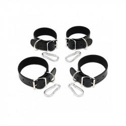 Set Esposas para Manos y Pies Cuero 25cm